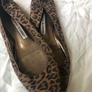 Manolo Blahnik Suede Leopard Ballet Flats